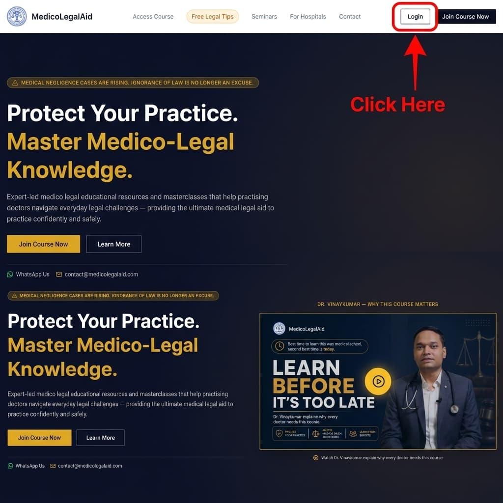 Step 1: Click "Login" on the website