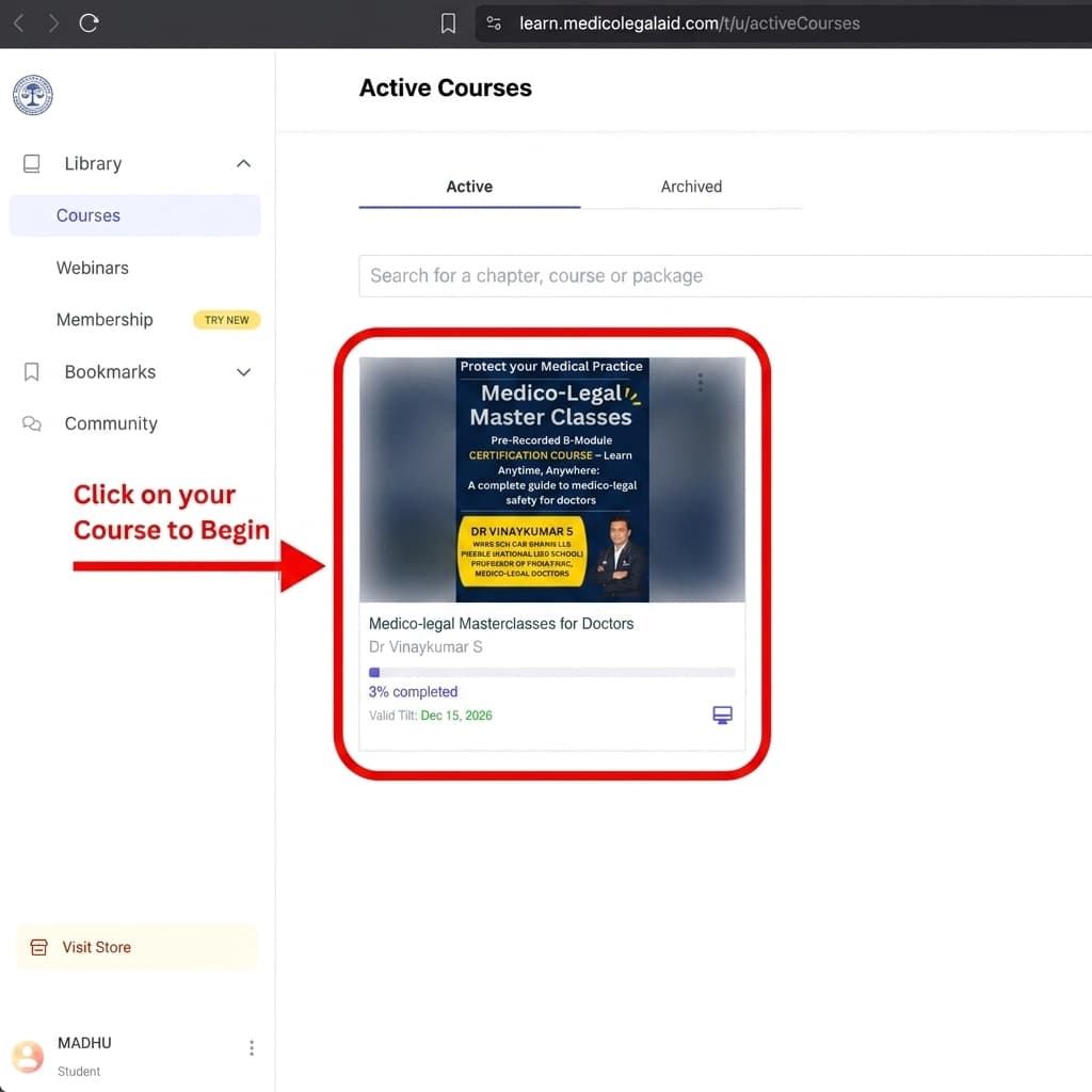 Step 4: Click your Course