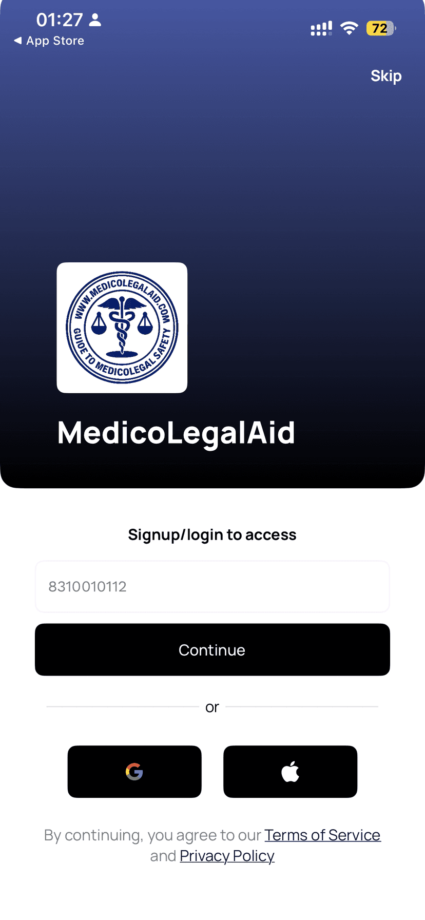 Step 2: Enter your Mobile Number