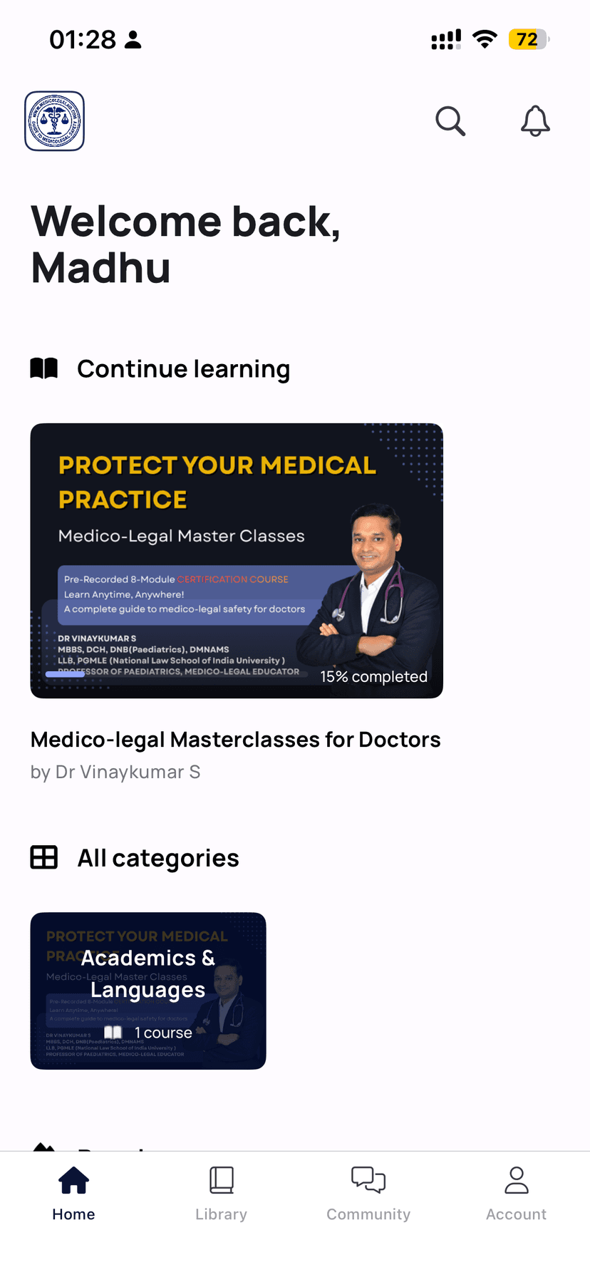Step 4: Tap on your Course
